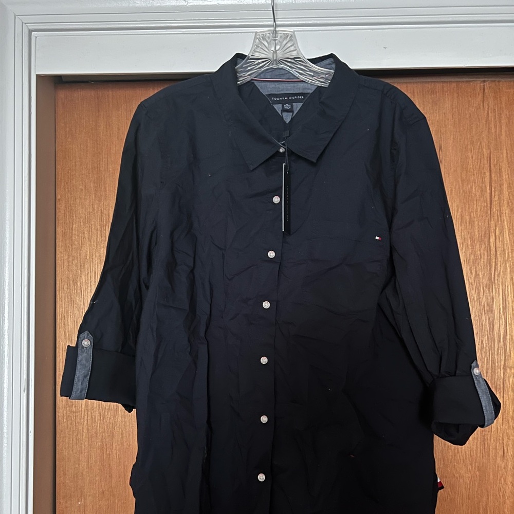 NEW!!!Navy Button up Blouse